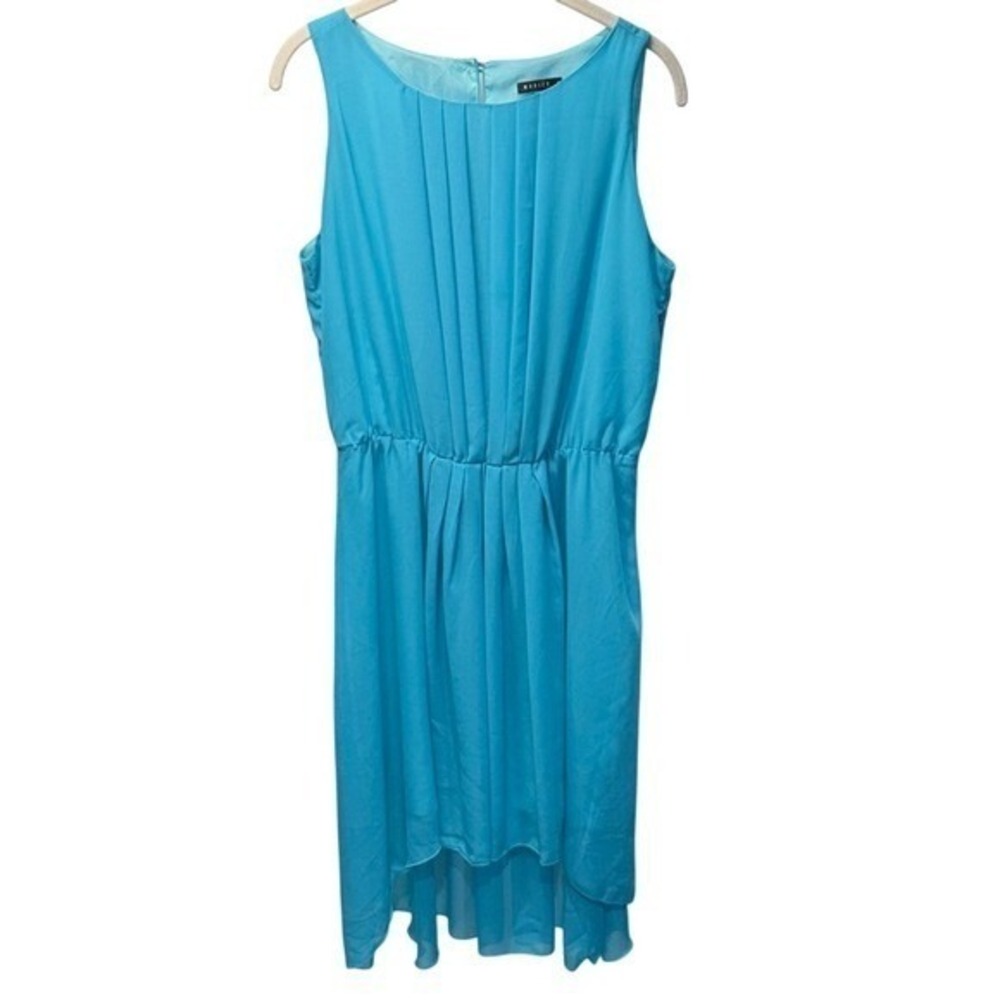 Mohito Women Turquoise Blue Pleated High Low Chiffon Sleeveless Dress Size 40